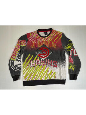 UNK NBA Atlanta Hawks Men L Multicolor Graphic Basketball Crewneck Sweatshirt